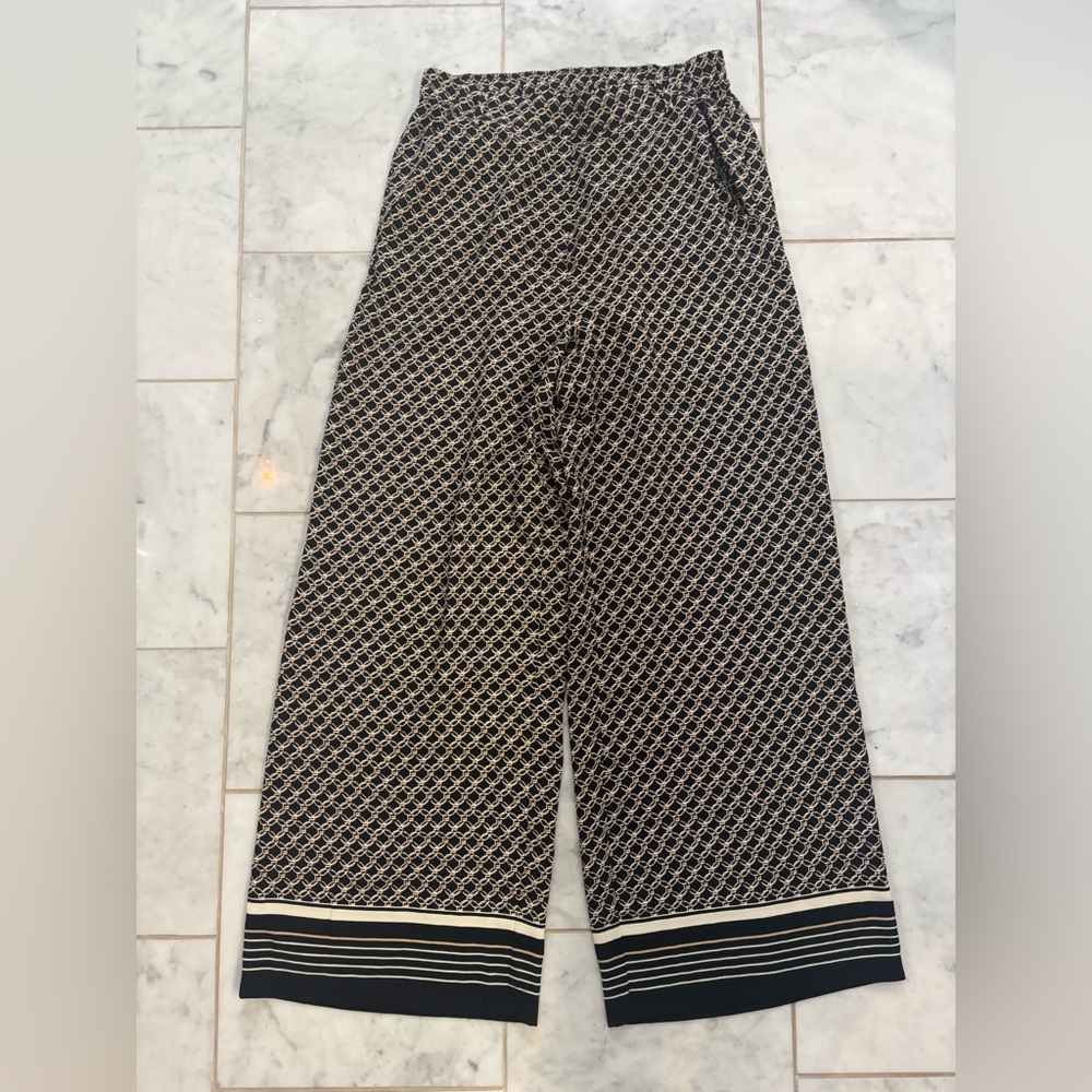 H&M Black and Cream Wide Leg Pants